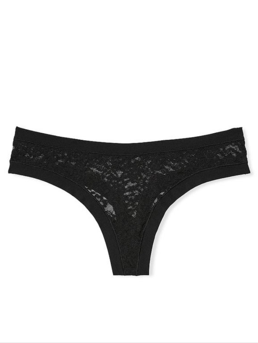 Victoria's Secret Very Sexy No Show Lace Thong Panty BLACK MEDIUM